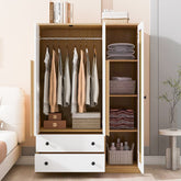 Bellemave® 3 - Doors Wooden Rattan Wardrobe Storage with 2 Drawers - Bellemave